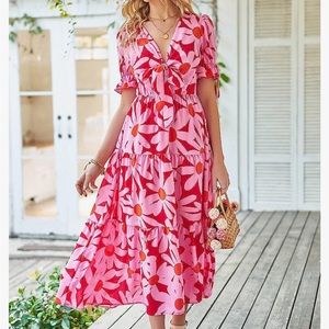 Red Floral Maxi Dress
